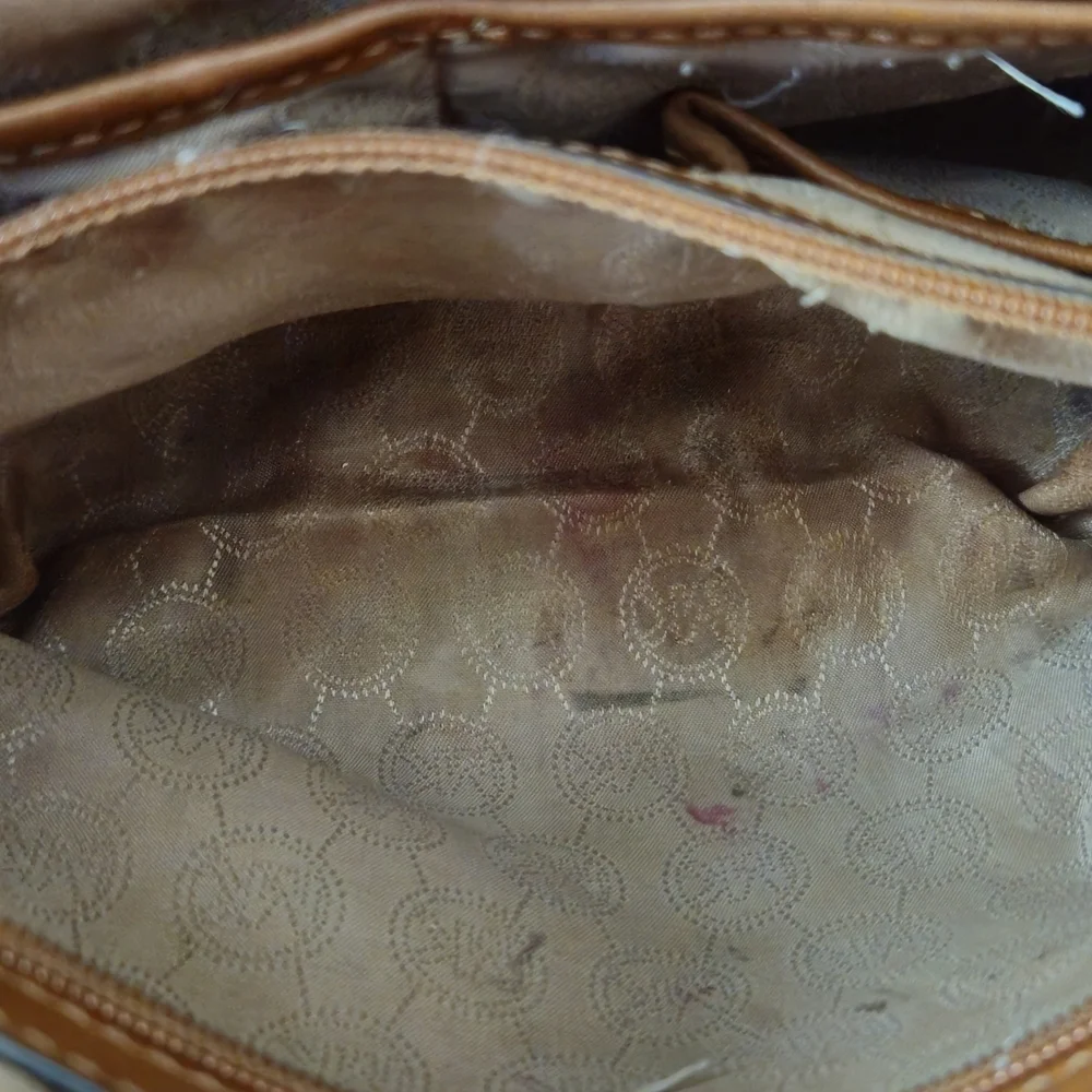 Michael Kors Hamilton Brown Leather Satchel with Gold Accents